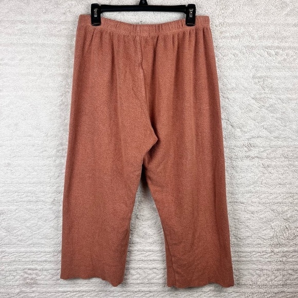 SPIRITUAL GANGSTER Linen Terry Cloth Brown Wide Leg Crop Pull On Pants Sz Large - Picture 5 of 13